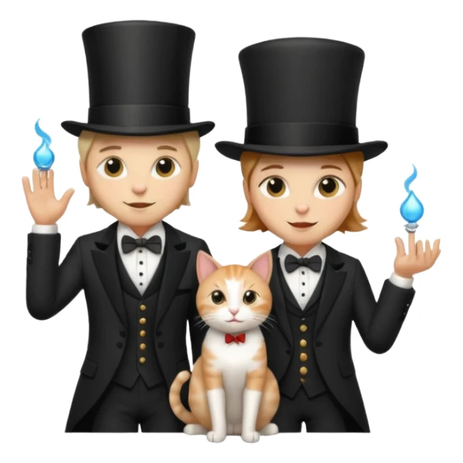 magician couple and their pet cat sticker