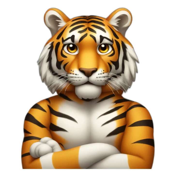 Tiger with his arms crossed sticker