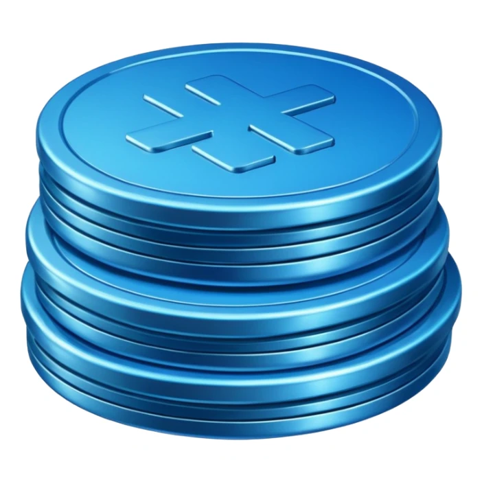 blue coins credit in a package sticker