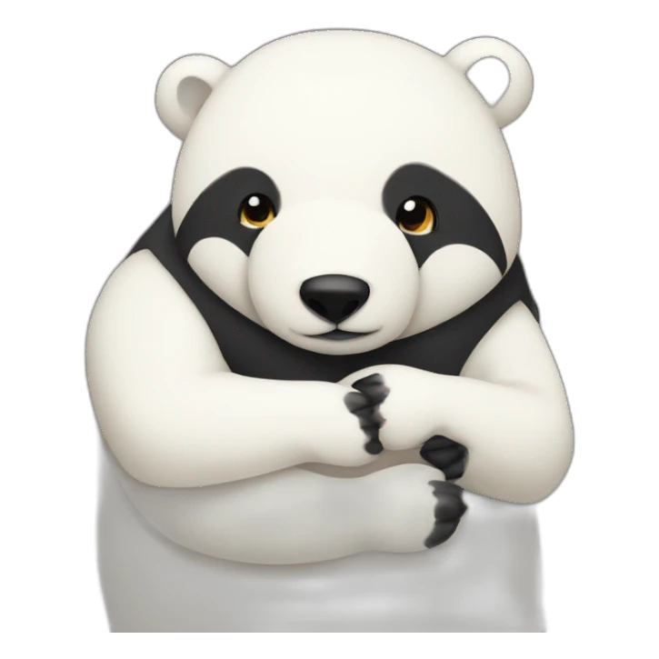fat white bear hugs black fox sticker