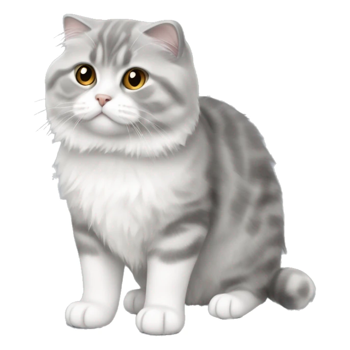 Scottish Fold White and grey cat with long fluff sticker