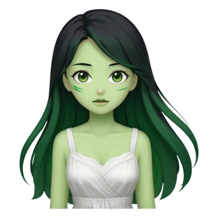 Anime Dragon Lady She/Her Green sticker