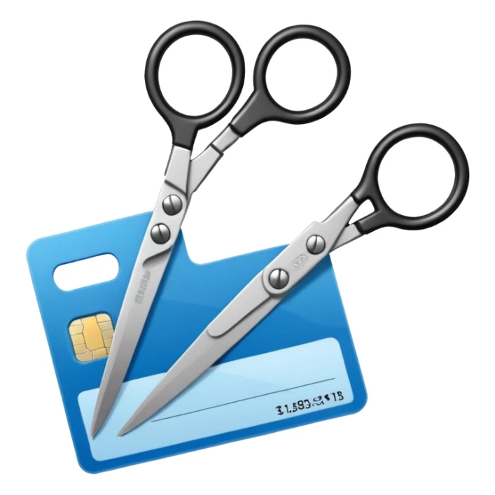 Floating black Scissors cutting in half an idf soldier ID card with a little chip in 2 parts sticker