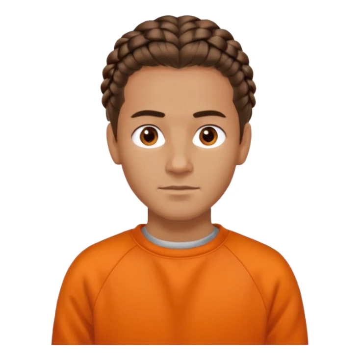 men and, haired, braided, brunet, orange sweatshirt sticker