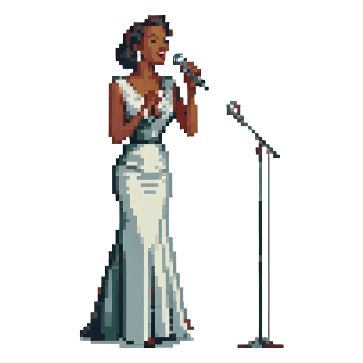 black jazz singer performing on stage, 1940s style sticker
