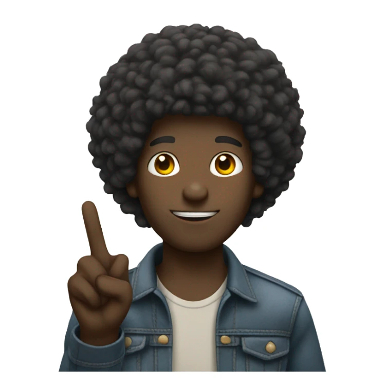 black guy with afro holding peace sign sticker