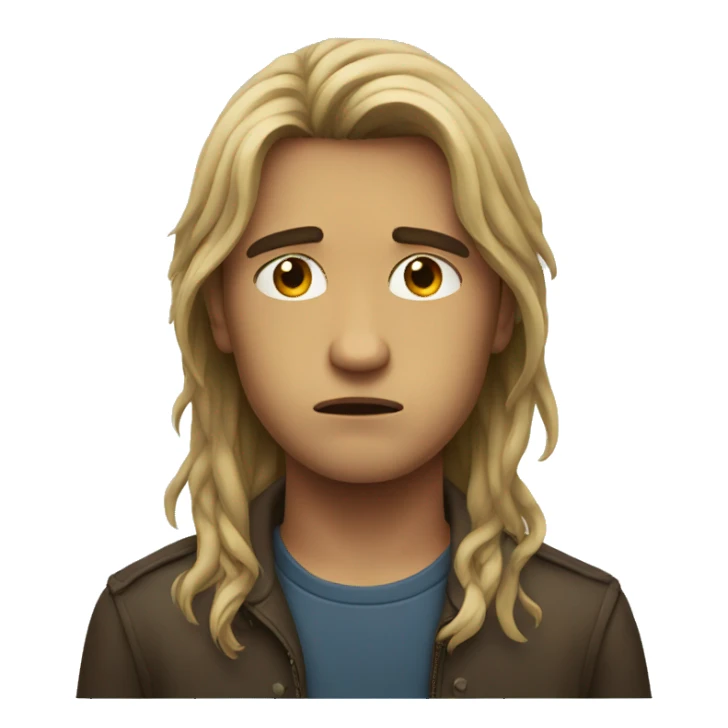 Sad boy long hair sticker