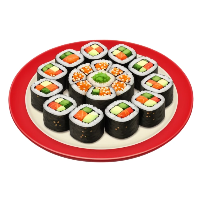 Maki rolls in a plate sticker
