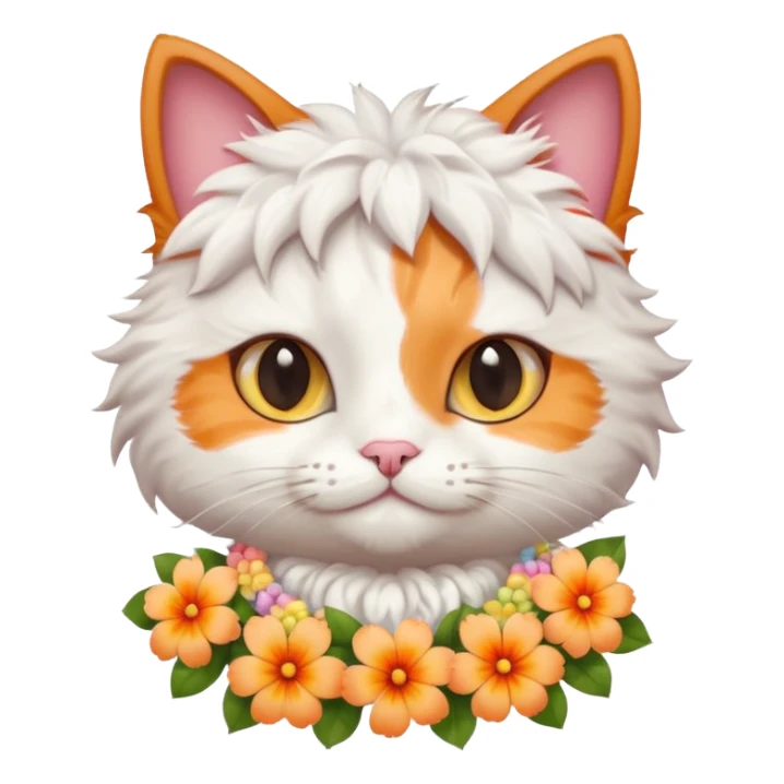 A cute cat with hawaiian pastel flower necklace, posing proudly. sticker