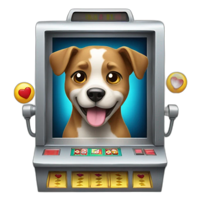 A dog playing a slot machine winning sticker