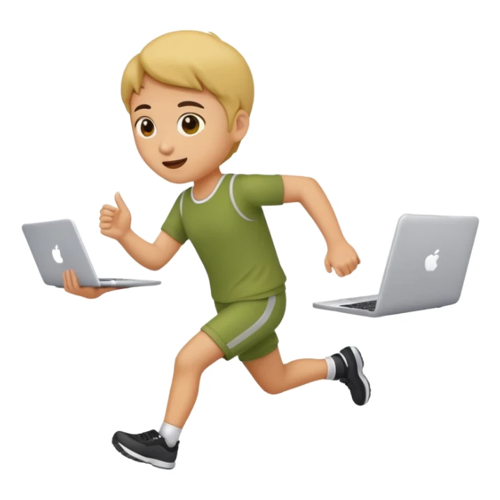 cute olive running holding a laptop sticker