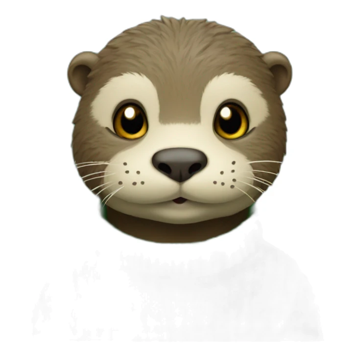 Otter in a green sweater with M written on it sticker