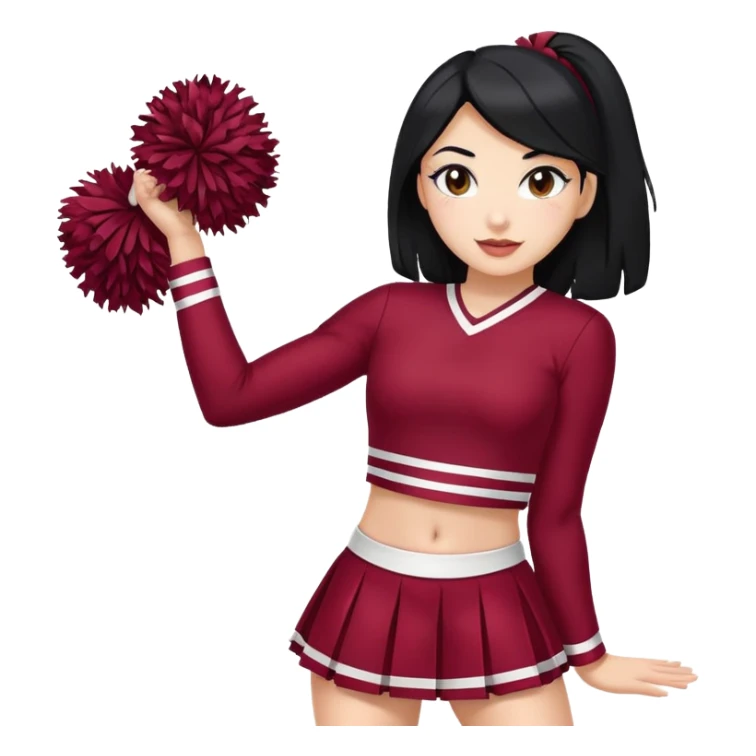 Cheerleader black hair maroon uniform  sticker