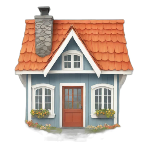 pretty summer house in nordic style sticker