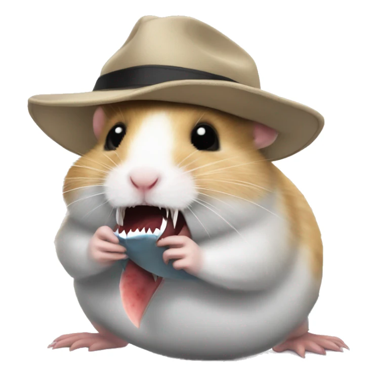 Hamster eat shark and wear hat sticker