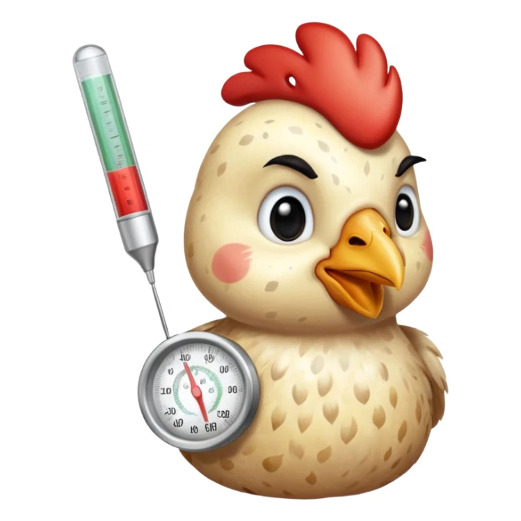 sick chicken with a thermometer in its mouth sticker