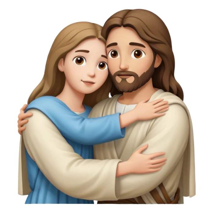 Jesus hugs a girl sticker