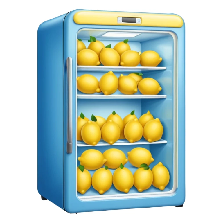 a blue refrigerator full of lemons sticker