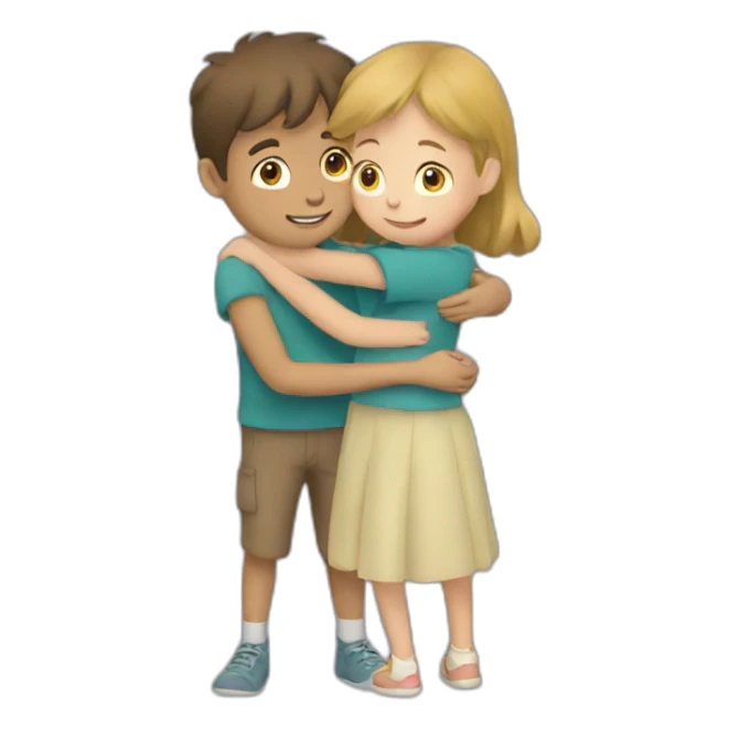 Boy and girl hug sticker