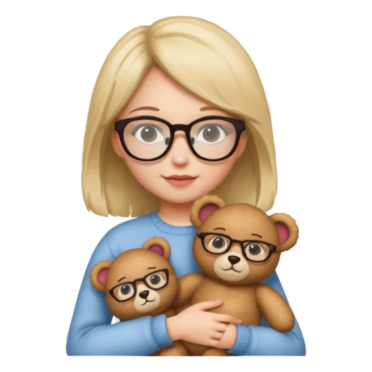 girl wearing glasses with teddy  sticker