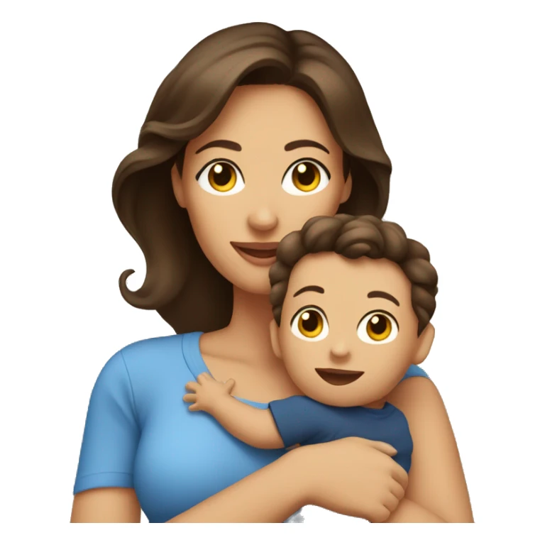 Brunette mom with baby boy sticker