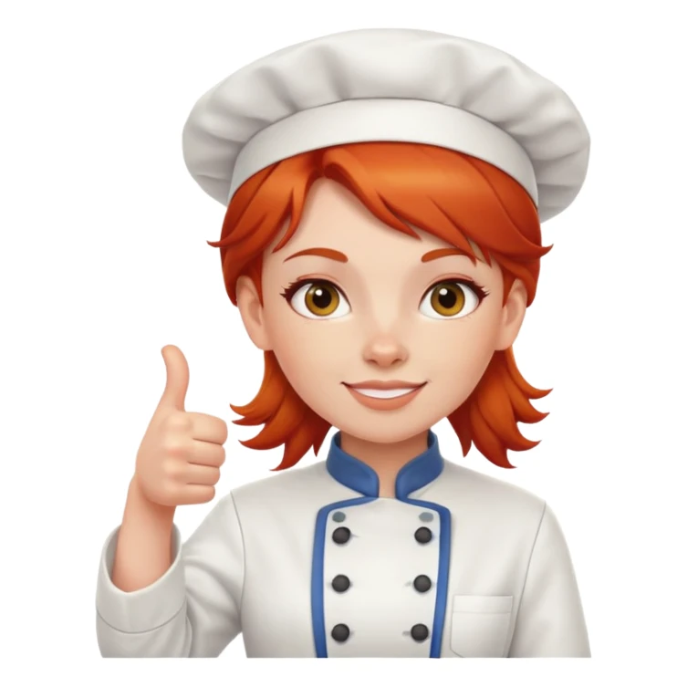 Red headed girl chef giving thumbs up sticker