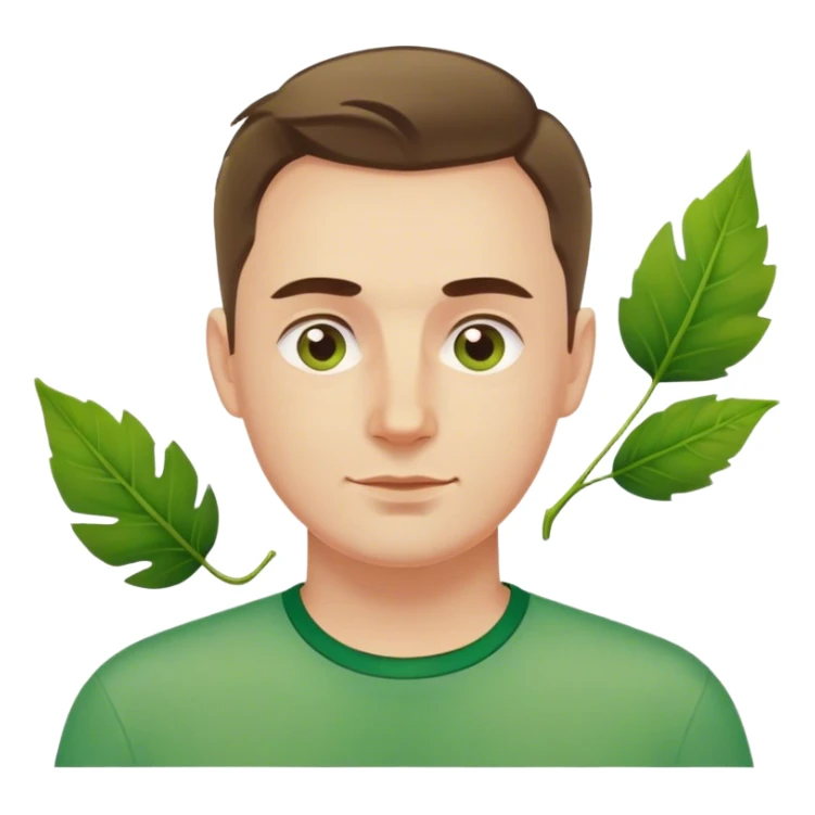 polish man in green shirt leaf sticker