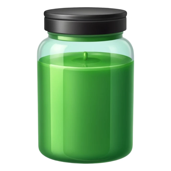 a plastic jar filled with green wax sticker