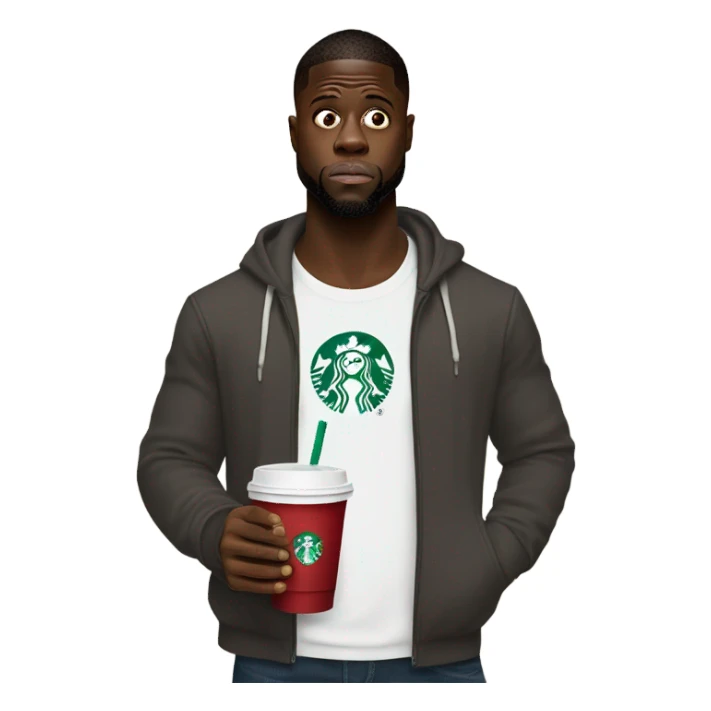 kevin hart sad with starbucks sticker