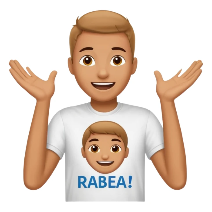 the words "Rabea! Rabea!" and a cheering smiley sticker