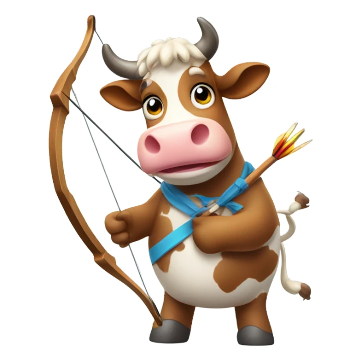 Mad cow with bow and arrow sticker