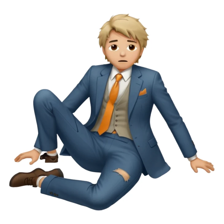 a man lying on the floor who has just fallen sticker