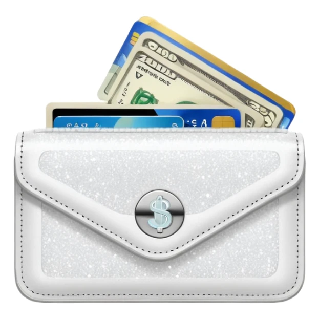 glitter white wallet with money and card sticker