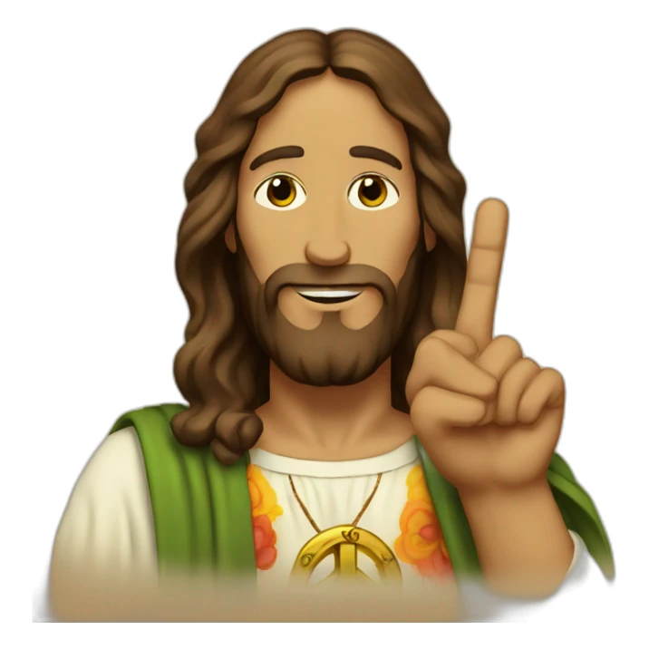 Hippie peace finger jesus sticker