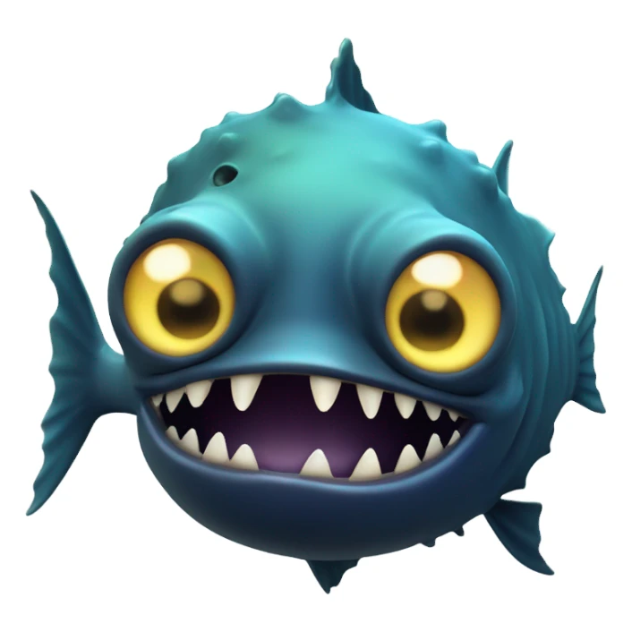 Anglerfish with glowing lure, sharp teeth, and big eyes. sticker
