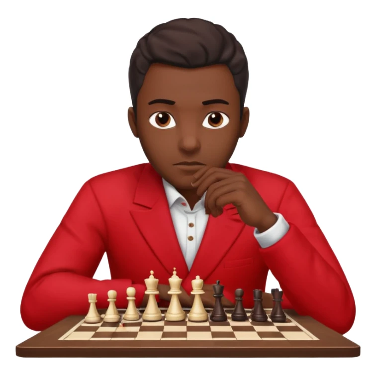 black man chess players in red outfits sticker