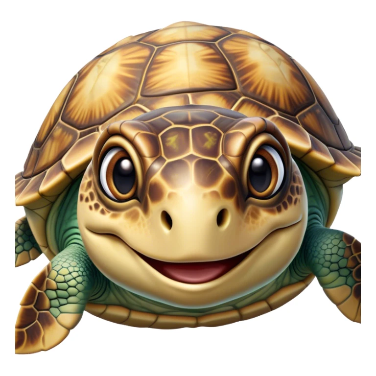 Cinematic Realistic Comical Sea Turtle Portrait Emoji, Head tilted dramatically with an exaggeratedly amused expression, featuring a robust, intricately patterned shell and wide, expressive eyes filled with playful disbelief, rendered with vibrant, lifelike detail and natural coastal light; high shine, dramatic yet playful, styled with an air of cheeky marine mischief, soft glowing outline, capturing the essence of a spirited and over‐the‐top sea turtle that looks ready to bob its way into viral fame! sticker