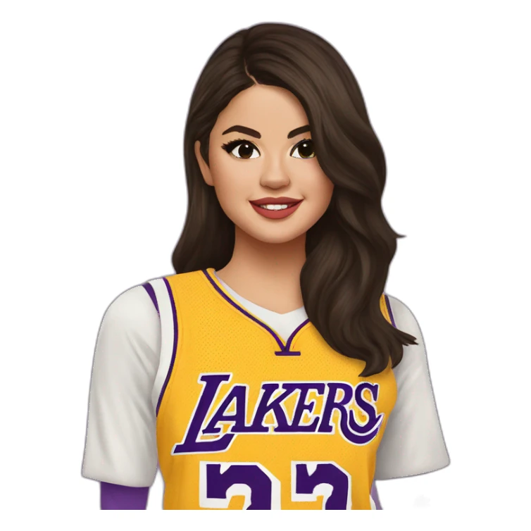 selena gomez wearing yellow lakers jersey sticker