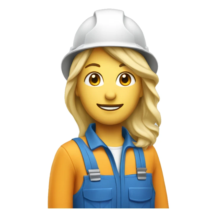 Blonde construction worker with hat and blue work wear sticker
