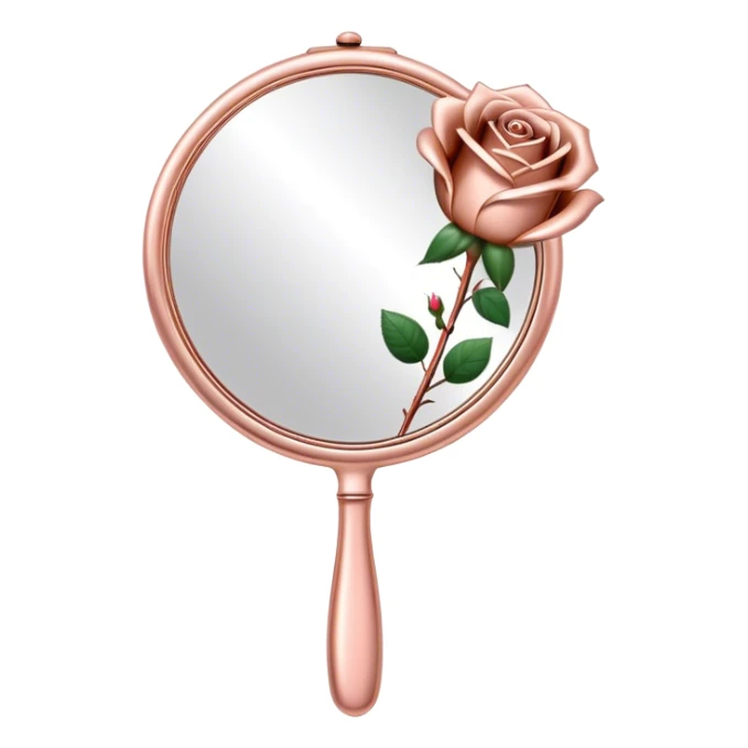 Rose gold Handheld mirror with roses sticker