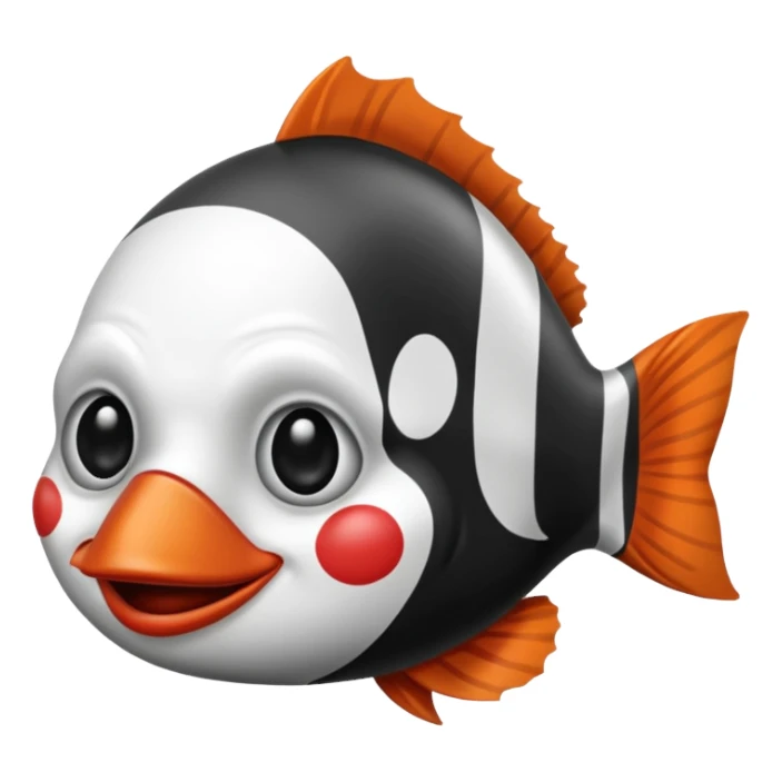 Poisson clown noir et blanc sticker