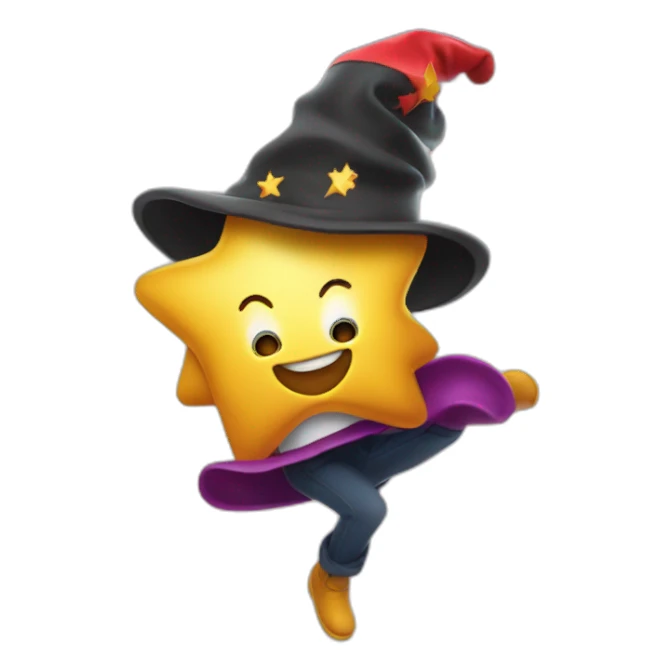 star jumping up and out of a magic hat without face sticker