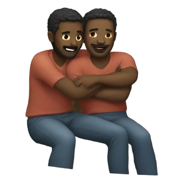 Two men cuddling in a boat sticker