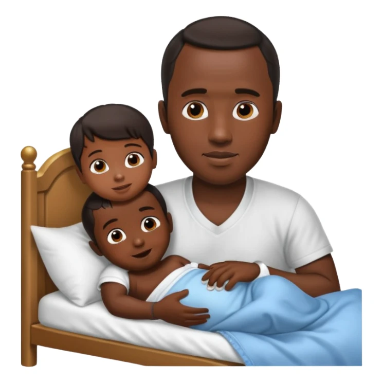 Diddy with baby oil and a kid in bed sticker