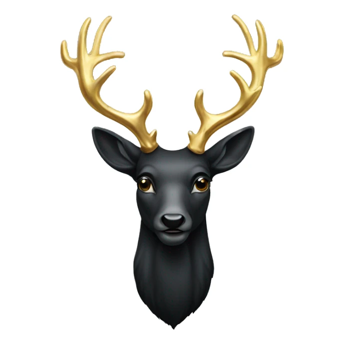 a black stag deer with a golden crown sticker