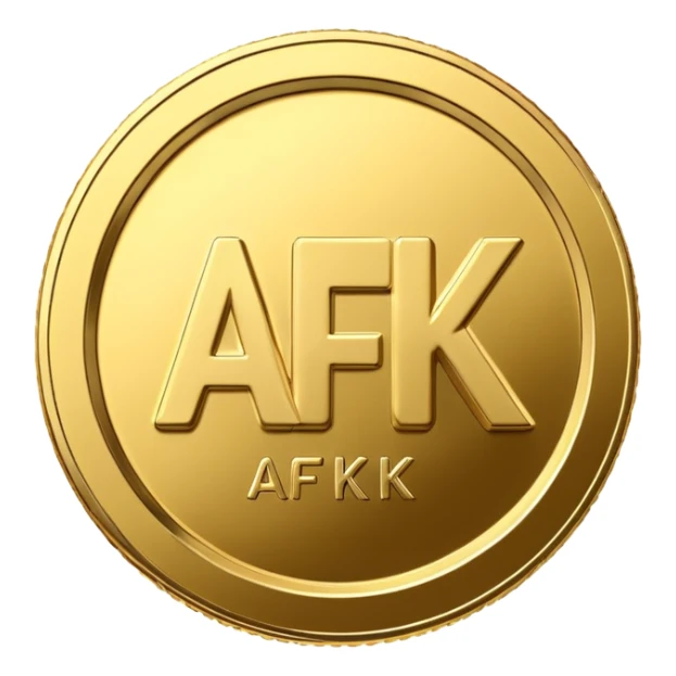 afk text in the gold coin 3d sticker