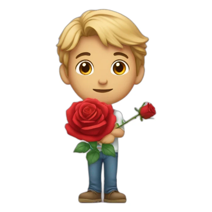 Un garçon qui tient une rose sticker