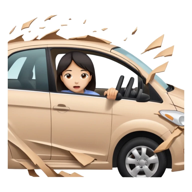 asian girl crashes car  sticker