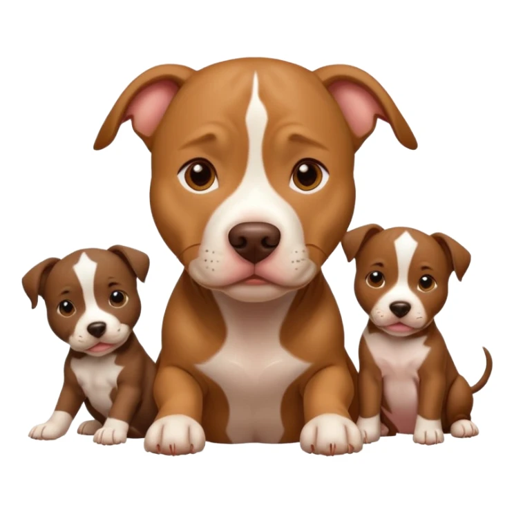 pitbull dog with its puppies sticker