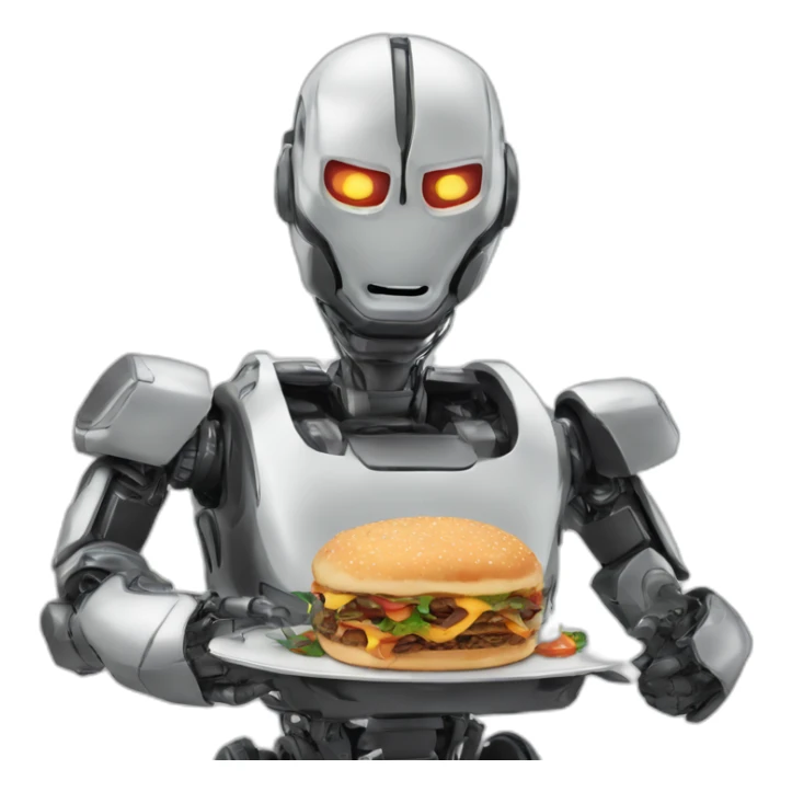 robot comiendo hanburgasa sticker